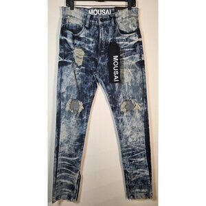 Mousai Men's Size 32 X 30  Acid Wash Distressed Jeans New with Tags